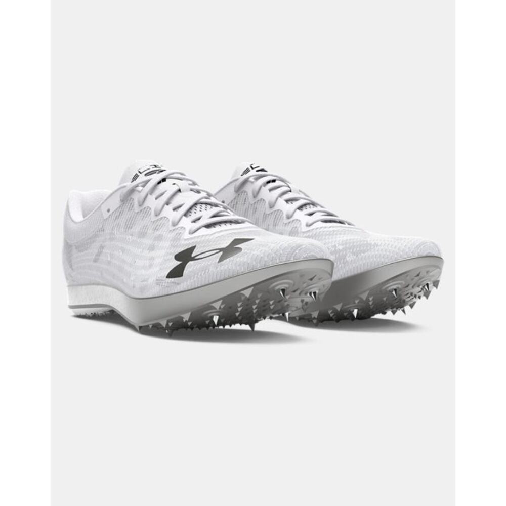 Under Armour Shakedown Elite Track Spikes White Gray Running‎ Racing Shoes NEW